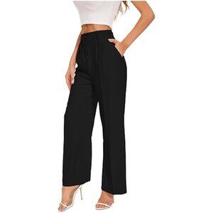 NWT FUNYYZO Women's Wide Leg Elastic Waist Dress Pants Size M